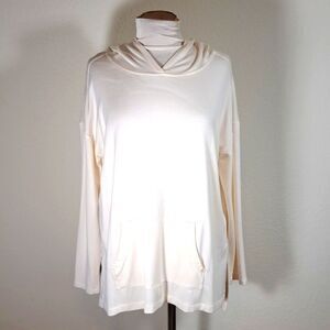 Workshop Republic Clothing Women’s Hoodie Shirt Cream Size M Kangaroo Pocket